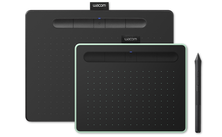 Photo of a medium and small Wacom Intuos pen tablets.