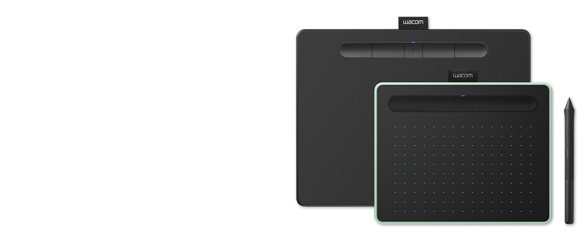 Photo of a medium and small Wacom Intuos pen tablets.