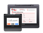 Two tablets, one with a signature and the other with form